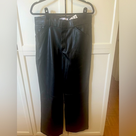 Zara faux leather straight pants. - Picture 1 of 6